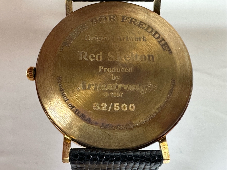 14K Gold Hand Personally Signed By Red Skelton Limited Edition 'Time For Freddie' Wrist Watch With Original Box Numbered 52 Of 500 With Signed Red Skelton Certificate Of Authenticity [Photo 16]