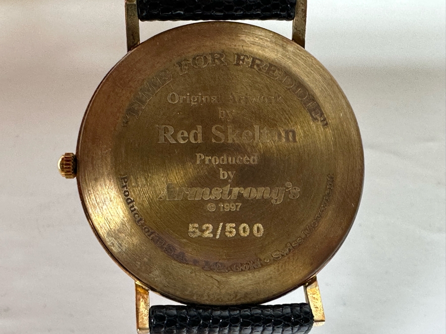 14K Gold Hand Personally Signed By Red Skelton Limited Edition 'Time For Freddie' Wrist Watch With Original Box Numbered 52 Of 500 With Signed Red Skelton Certificate Of Authenticity [Photo 13]