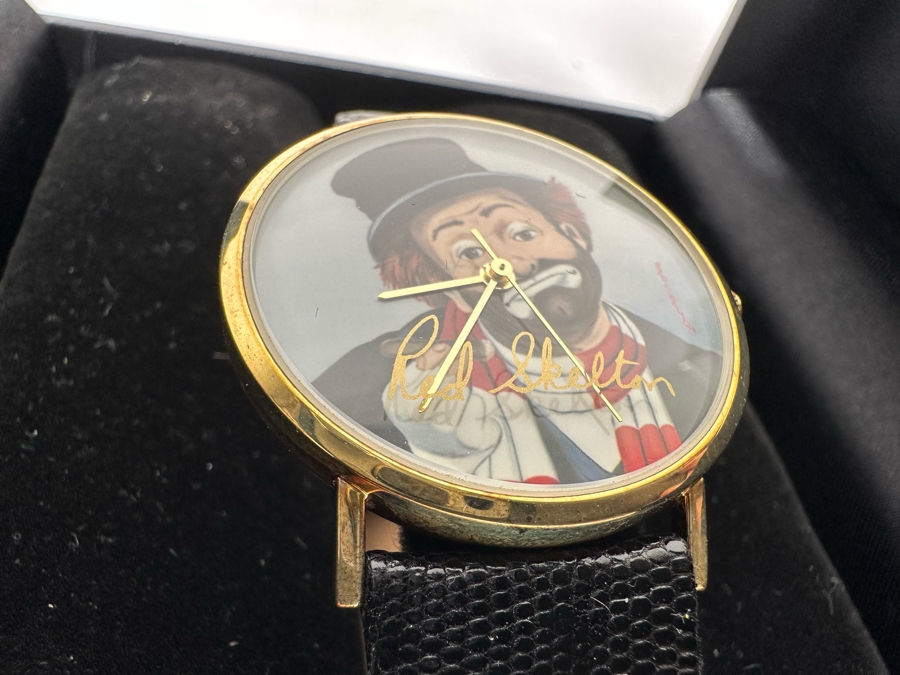 14K Gold Hand Personally Signed By Red Skelton Limited Edition 'Time For Freddie' Wrist Watch With Original Box Numbered 52 Of 500 With Signed Red Skelton Certificate Of Authenticity [Photo 11]