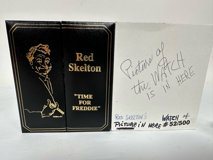 14K Gold Hand Personally Signed By Red Skelton Limited Edition 'Time For Freddie' Wrist Watch With Original Box Numbered 52 Of 500 With Signed Red Skelton Certificate Of Authenticity [Photo 27]