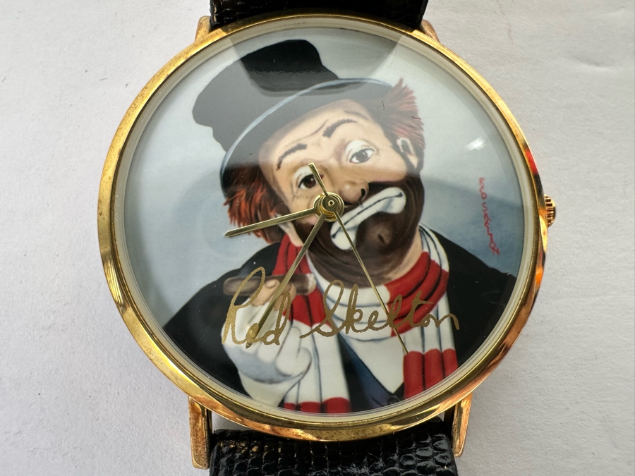 14K Gold Hand Personally Signed By Red Skelton Limited Edition 'Time For Freddie' Wrist Watch With Original Box Numbered 52 Of 500 With Signed Red Skelton Certificate Of Authenticity [Photo 19]