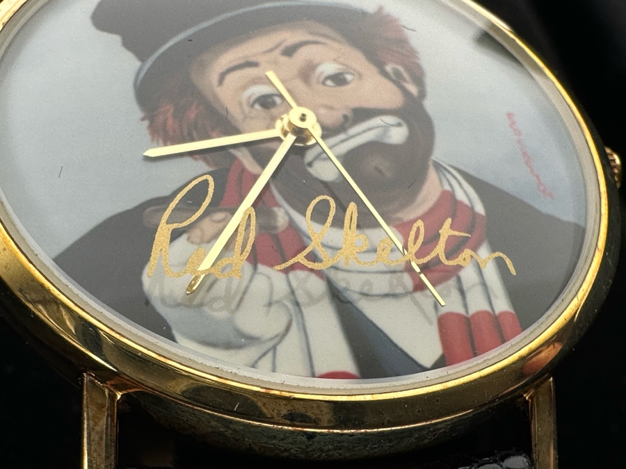 14K Gold Hand Personally Signed By Red Skelton Limited Edition 'Time For Freddie' Wrist Watch With Original Box Numbered 52 Of 500 With Signed Red Skelton Certificate Of Authenticity [Photo 12]