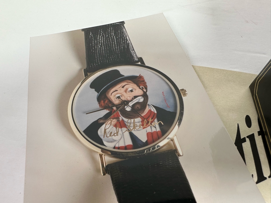 14K Gold Hand Personally Signed By Red Skelton Limited Edition 'Time For Freddie' Wrist Watch With Original Box Numbered 52 Of 500 With Signed Red Skelton Certificate Of Authenticity [Photo 8]