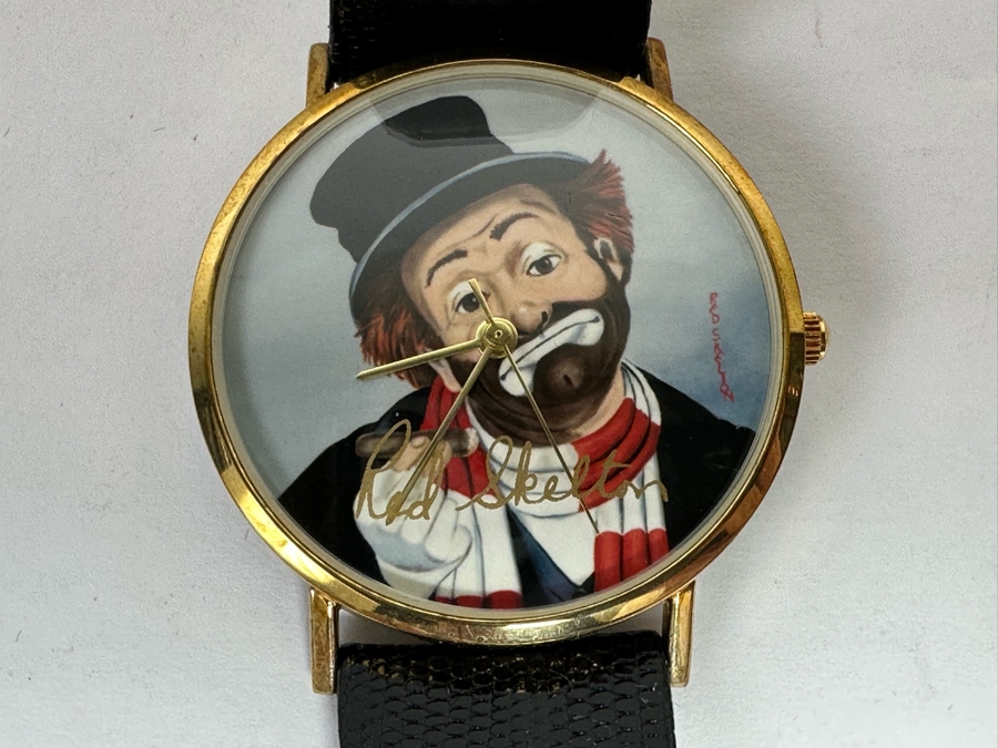 14K Gold Hand Personally Signed By Red Skelton Limited Edition 'Time For Freddie' Wrist Watch With Original Box Numbered 52 Of 500 With Signed Red Skelton Certificate Of Authenticity [Photo 18]