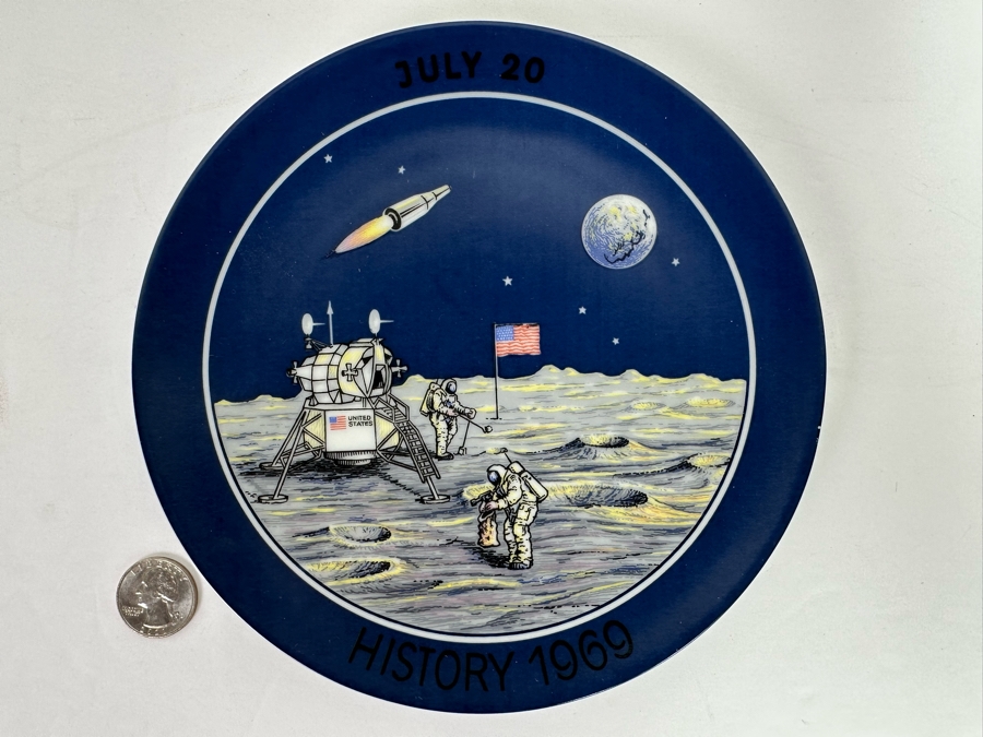 First Limited Edition Collector's Historic Series Plate First Men On The Moon July 20, 1969 By Seven Seas Traders 1969 7.5R [Photo 3]