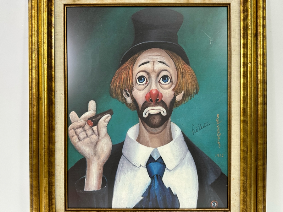 Hand Signed Red Skelton Print Titled 'Clown With Cigar' 16 X 20 Framed 23 X 27 1972 Signed By Red Skelton [Photo 6]