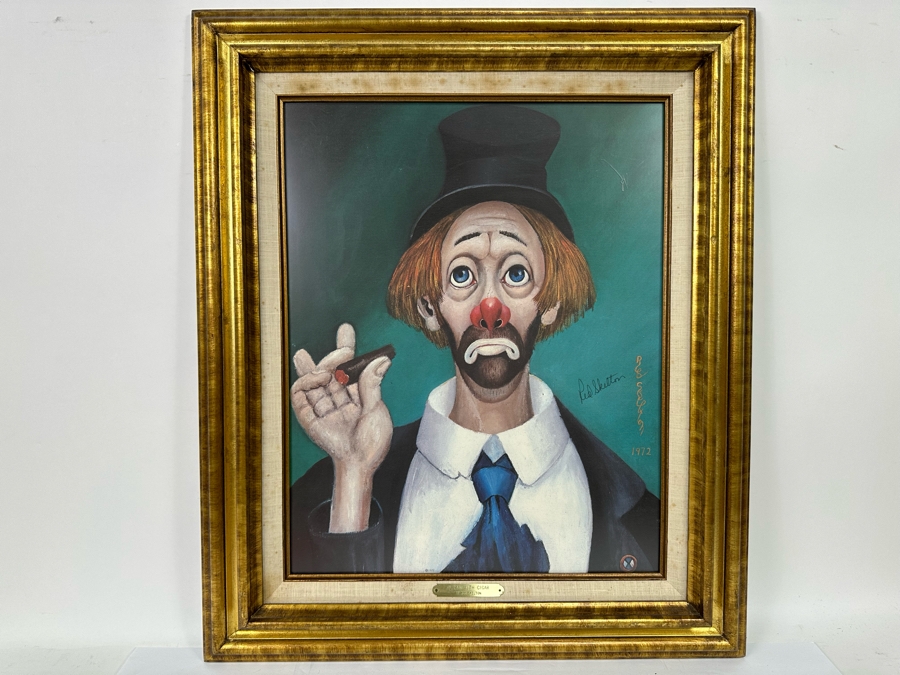 Hand Signed Red Skelton Print Titled 'Clown With Cigar' 16 X 20 Framed 23 X 27 1972 Signed By Red Skelton [Photo 3]