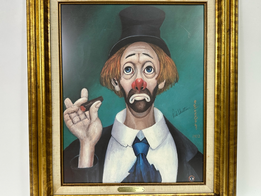 Hand Signed Red Skelton Print Titled 'Clown With Cigar' 16 X 20 Framed 23 X 27 1972 Signed By Red Skelton [Photo 5]