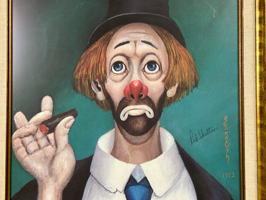 Hand Signed Red Skelton Print Titled 'Clown With Cigar' 16 X 20 Framed 23 X 27 1972 Signed By Red Skelton [Photo 13]