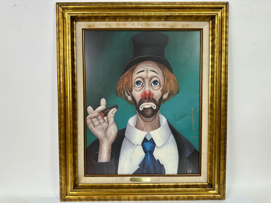 Hand Signed Red Skelton Print Titled 'Clown With Cigar' 16 X 20 Framed 23 X 27 1972 Signed By Red Skelton [Photo 4]