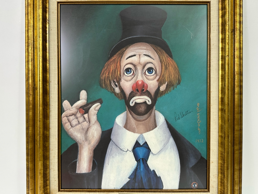 Hand Signed Red Skelton Print Titled 'Clown With Cigar' 16 X 20 Framed 23 X 27 1972 Signed By Red Skelton [Photo 7]