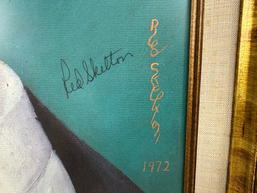 Hand Signed Red Skelton Print Titled 'Clown With Cigar' 16 X 20 Framed 23 X 27 1972 Signed By Red Skelton [Photo 8]