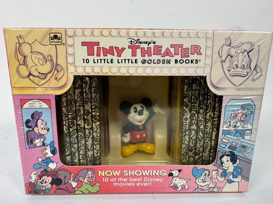 Vintage 1993 Sealed Disney's Tiny Theater 10 Little Little Golden Books 10 Of The Best Disney Movies Ever With Mickey Mouse Figurine [Photo 3]