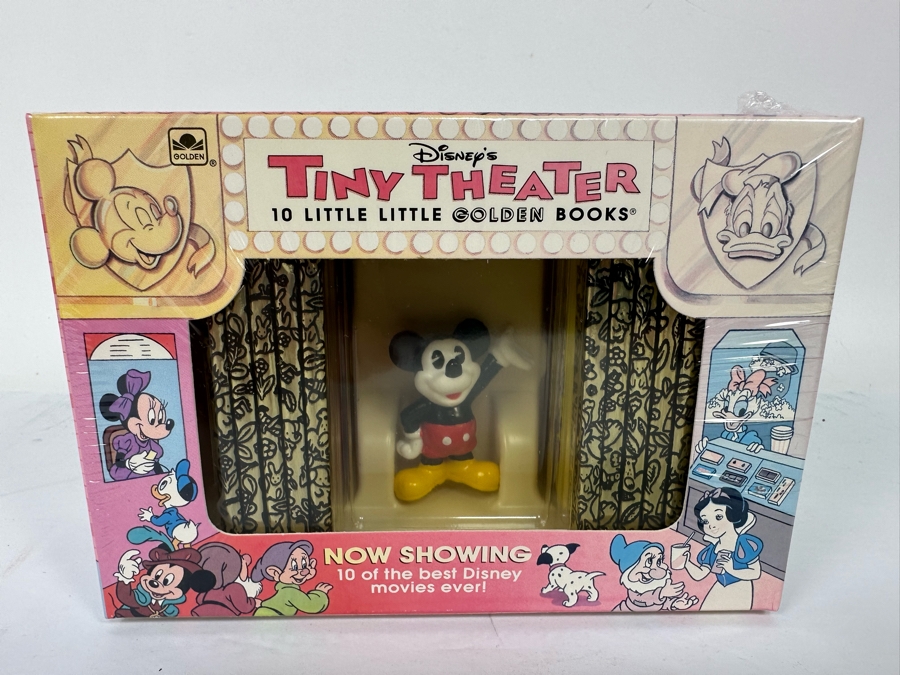 Vintage 1993 Sealed Disney's Tiny Theater 10 Little Little Golden Books 10 Of The Best Disney Movies Ever With Mickey Mouse Figurine [Photo 2]