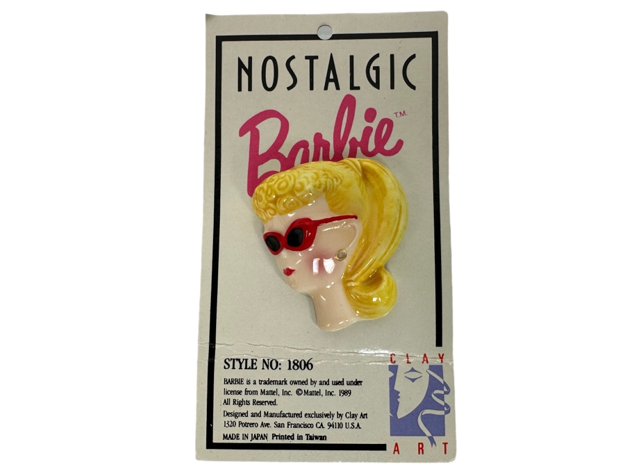 Vintage 1989 Mattel Barbie Brooch Pin By Clay Art Nostaligic Barbie Style No 1806 [Photo 1]