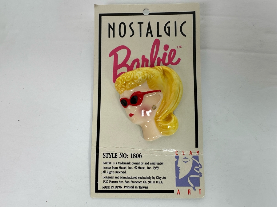 Vintage 1989 Mattel Barbie Brooch Pin By Clay Art Nostaligic Barbie Style No 1806 [Photo 2]