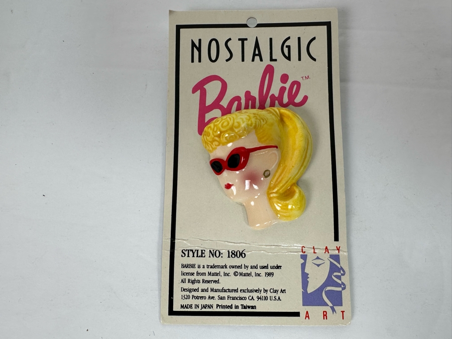 Vintage 1989 Mattel Barbie Brooch Pin By Clay Art Nostaligic Barbie Style No 1806 [Photo 4]