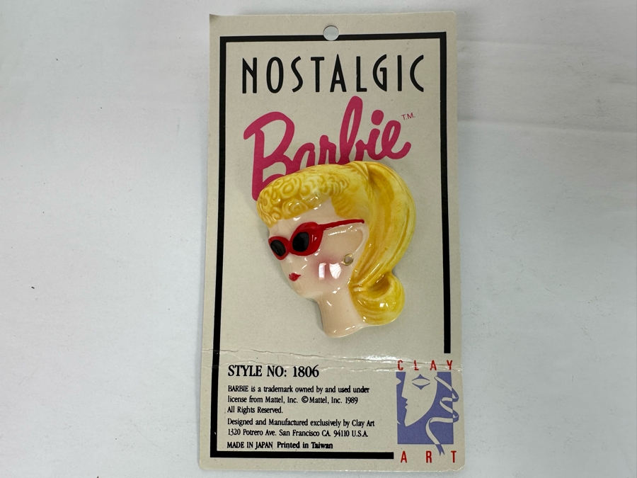Vintage 1989 Mattel Barbie Brooch Pin By Clay Art Nostaligic Barbie Style No 1806 [Photo 3]