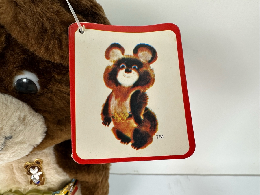 Vintage 1979 R. Dakin Misha Bear Official Mascot Of The 1980 Moscow Olympic Games With Original Tag 12H Along With Vintage Moscow Olympic Games Pins (One Limited Edition Pin) - See Photos [Photo 5]