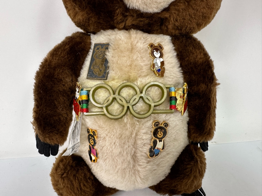 Vintage 1979 R. Dakin Misha Bear Official Mascot Of The 1980 Moscow Olympic Games With Original Tag 12H Along With Vintage Moscow Olympic Games Pins (One Limited Edition Pin) - See Photos [Photo 8]