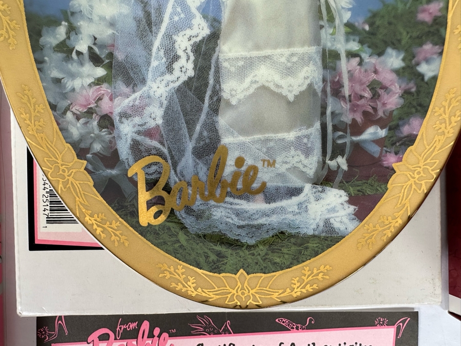 Barbie Wedding Day Hallmark Keepsake Ornament 1997, Barbie Glamour Dream Collection Greeting Cards 1994 & Limited Edition From Barbie With Love Here Comes The Bride, 1966 Collector's Plate By Enesco With Box And Cert 1995 [Photo 6]