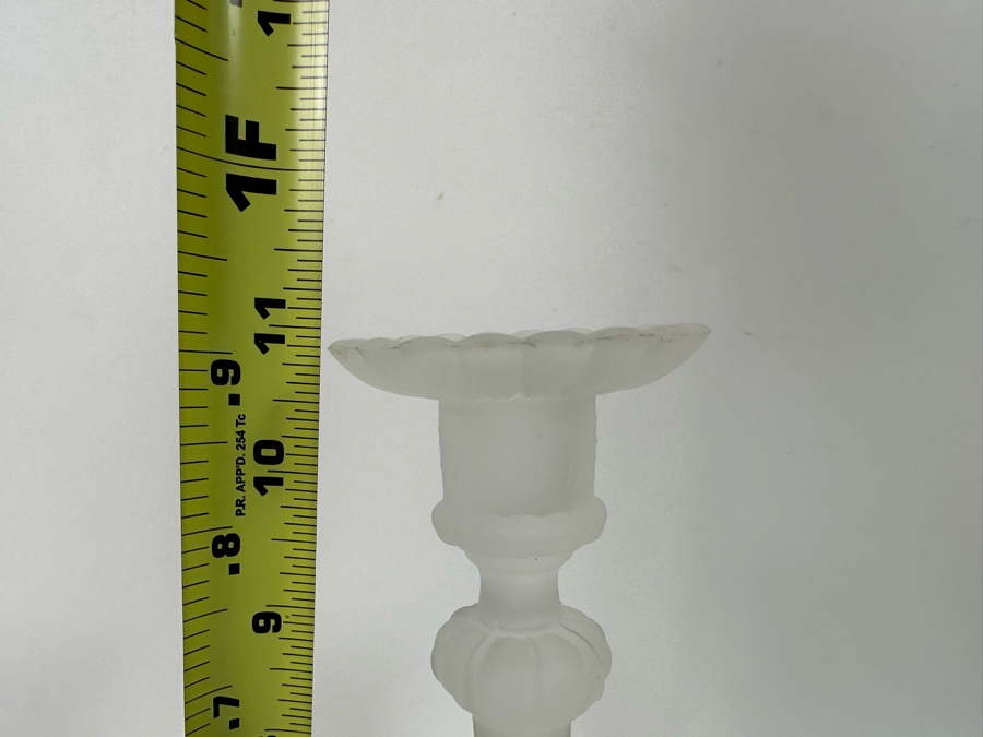 Pair Of Vintage Frosted Crystal Candlesticks Manchester By Val Saint Lambert Belgium With Bird Motif And Original Tags 11H Retails $400 [Photo 12]