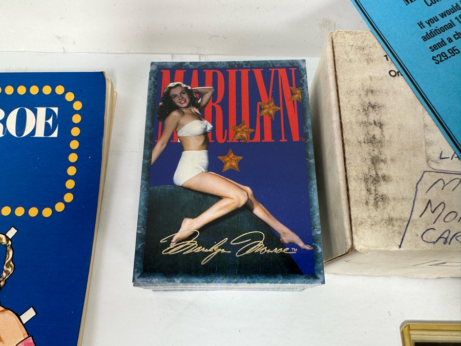 Marilyn Monroe Collectibles Featuring First Day Stamp Covers, Mint Set Of 1993 Marilyn Monroe Collector Cards By Sports Time Card Company, Pins, Paper Dolls And More - See Photos [Photo 11]