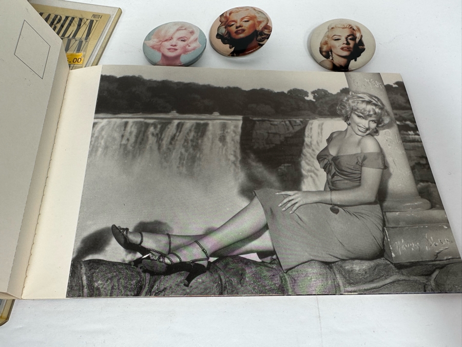 Marilyn Monroe Collectibles Featuring First Day Stamp Covers, Mint Set Of 1993 Marilyn Monroe Collector Cards By Sports Time Card Company, Pins, Paper Dolls And More - See Photos [Photo 23]