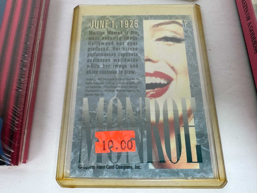 Marilyn Monroe Collectibles Featuring First Day Stamp Covers, Mint Set Of 1993 Marilyn Monroe Collector Cards By Sports Time Card Company, Pins, Paper Dolls And More - See Photos [Photo 19]