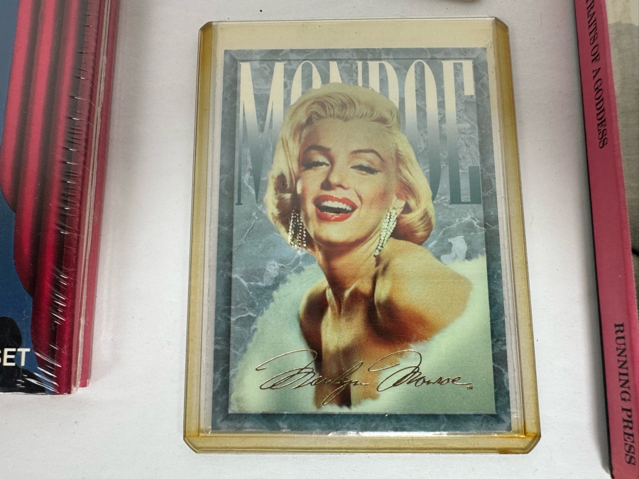 Marilyn Monroe Collectibles Featuring First Day Stamp Covers, Mint Set Of 1993 Marilyn Monroe Collector Cards By Sports Time Card Company, Pins, Paper Dolls And More - See Photos [Photo 17]