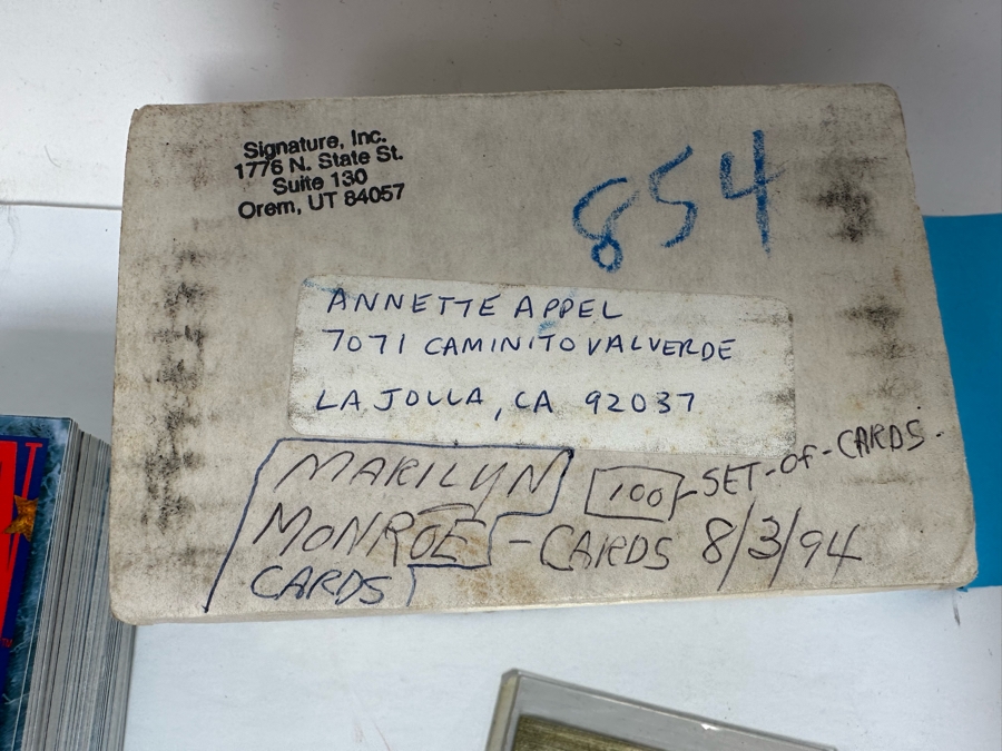 Marilyn Monroe Collectibles Featuring First Day Stamp Covers, Mint Set Of 1993 Marilyn Monroe Collector Cards By Sports Time Card Company, Pins, Paper Dolls And More - See Photos [Photo 30]