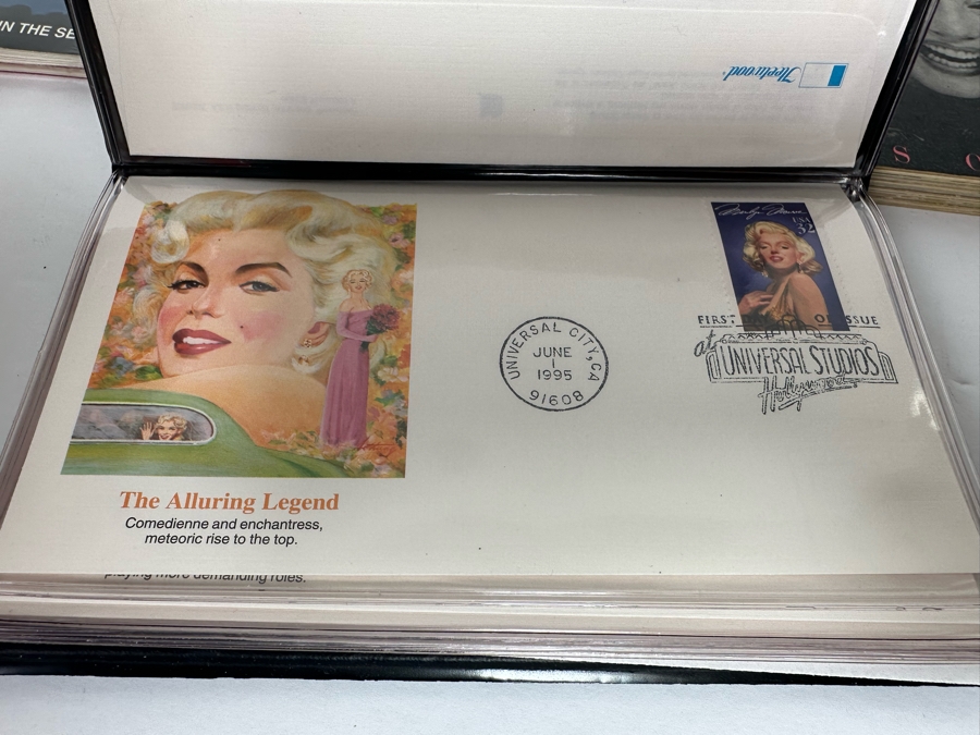 Marilyn Monroe Collectibles Featuring First Day Stamp Covers, Mint Set Of 1993 Marilyn Monroe Collector Cards By Sports Time Card Company, Pins, Paper Dolls And More - See Photos [Photo 5]