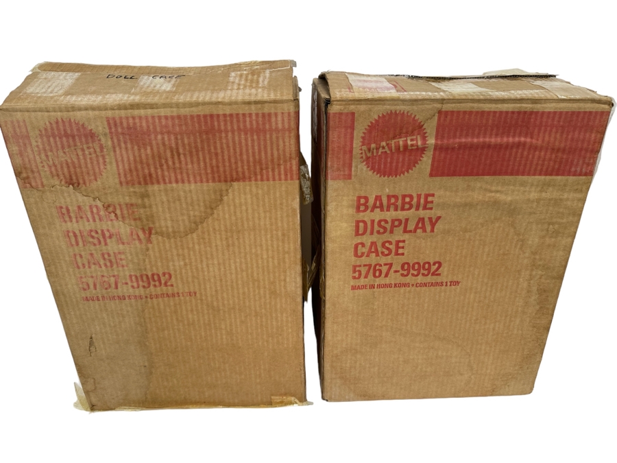 Pair Of Vintage Mattel Barbie Display Doll Cases 5767-9992 With Damaged Boxes 12.5W X 9D X 17H [Photo 1]