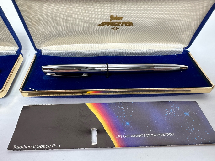Set Of Three Fisher Space Pens - Two With Original Boxes - One Is A Star Trek Space Pen (Approved By NASA For Use In Outer Space) [Photo 6]