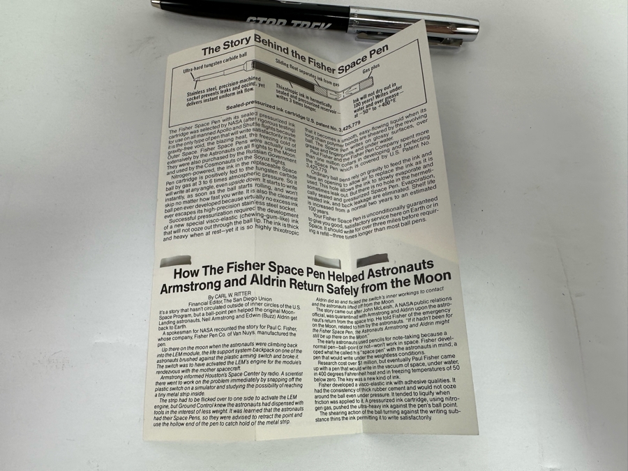 Set Of Three Fisher Space Pens - Two With Original Boxes - One Is A Star Trek Space Pen (Approved By NASA For Use In Outer Space) [Photo 9]