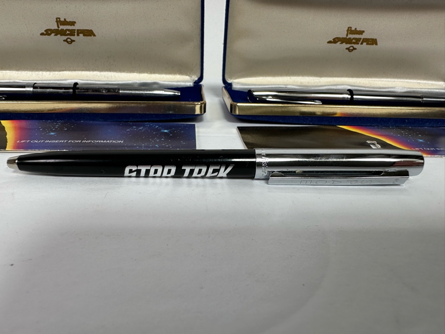 Set Of Three Fisher Space Pens - Two With Original Boxes - One Is A Star Trek Space Pen (Approved By NASA For Use In Outer Space) [Photo 4]