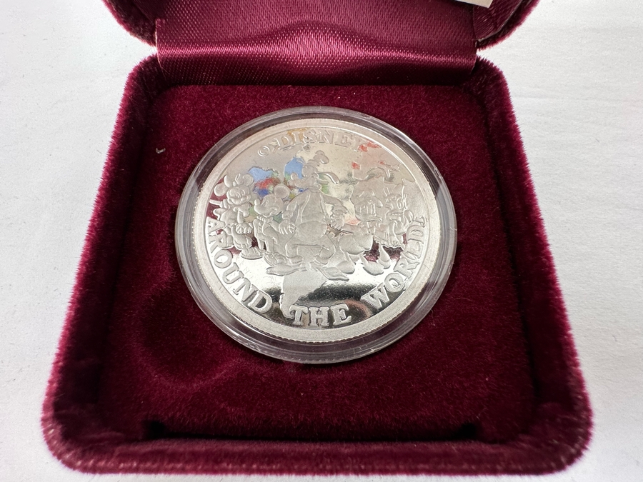Walt Disney's Mickey Mouse And Minnie Mouse .999 Fine Silver 1 Troy Oz Proof Silver Coin With Box Rarities Mint Issued 5/16/88 4th In Series Of 7 Numbered 1,597 Of 15,000 [Photo 7]