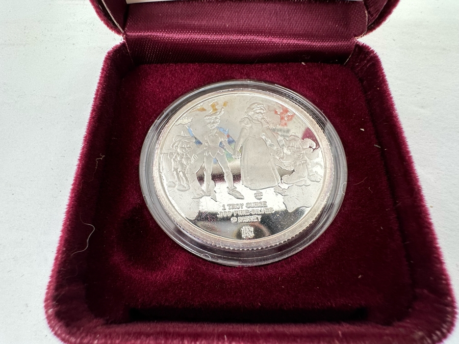 Walt Disney's Disney Around The World .999 Fine Silver 1 Troy Oz Proof Silver Coin With Box Rarities Mint Issued 2/22/88 1st In Series Of 7 Numbered 842 Of 15,000 [Photo 4]