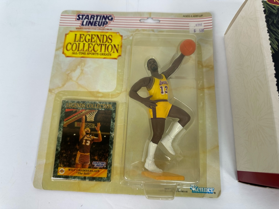 Pair Of 1989 Staring Lineup Kenner Legends Collection Action Figures With Trading Cards Of Wilt Chamberlain And Nolan Ryan And Shaquille O'Neal Hoop Stars Christmas Ornament First In The Hoop Stars Series 1995 All New In Packaging [Photo 13]