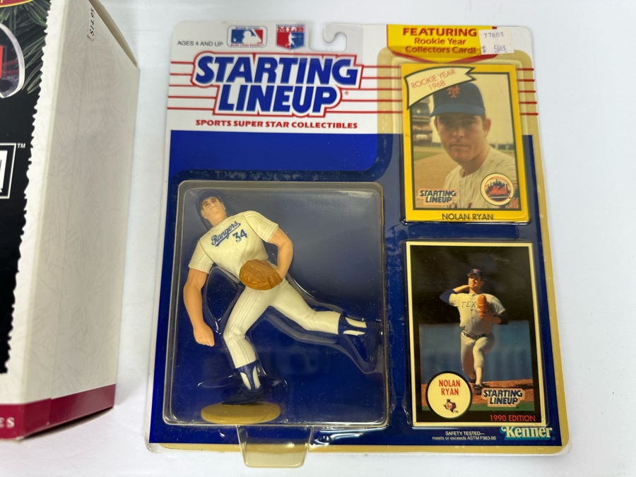 Pair Of 1989 Staring Lineup Kenner Legends Collection Action Figures With Trading Cards Of Wilt Chamberlain And Nolan Ryan And Shaquille O'Neal Hoop Stars Christmas Ornament First In The Hoop Stars Series 1995 All New In Packaging [Photo 8]