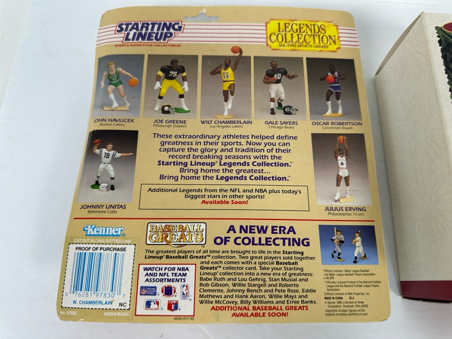 Pair Of 1989 Staring Lineup Kenner Legends Collection Action Figures With Trading Cards Of Wilt Chamberlain And Nolan Ryan And Shaquille O'Neal Hoop Stars Christmas Ornament First In The Hoop Stars Series 1995 All New In Packaging [Photo 17]
