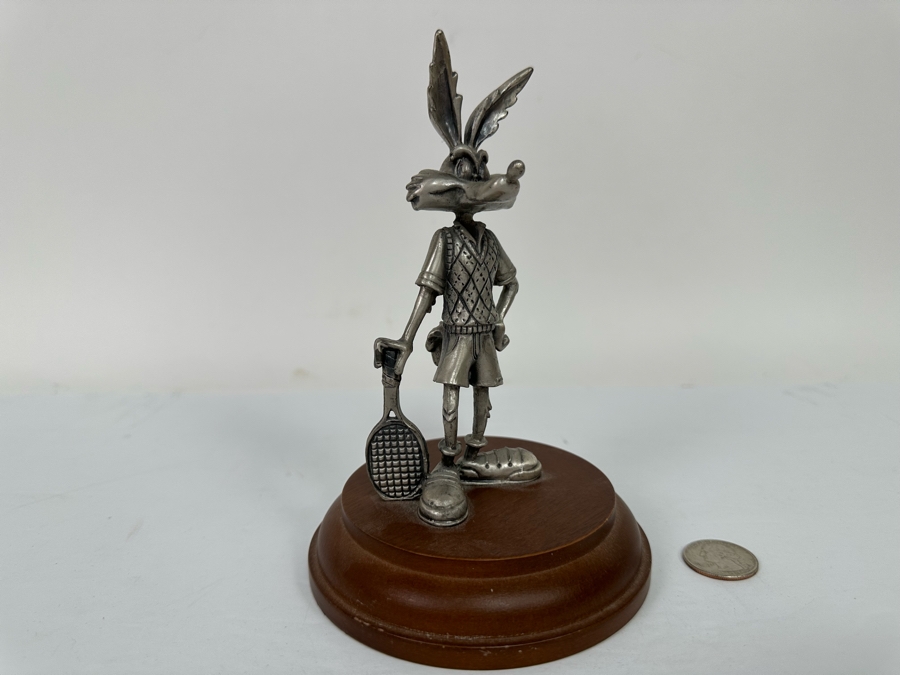 Vintage 1993 Warner Bros. Pewter Wiley Coyote Tennis Player Figurine Looney Tunes 7H [Photo 4]