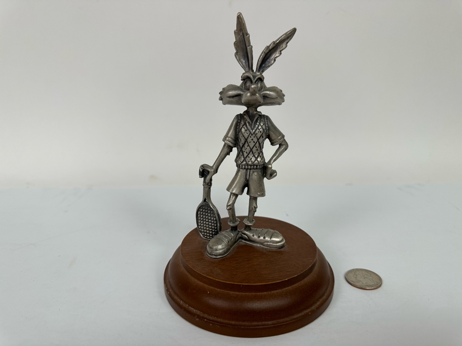 Vintage 1993 Warner Bros. Pewter Wiley Coyote Tennis Player Figurine Looney Tunes 7H [Photo 3]