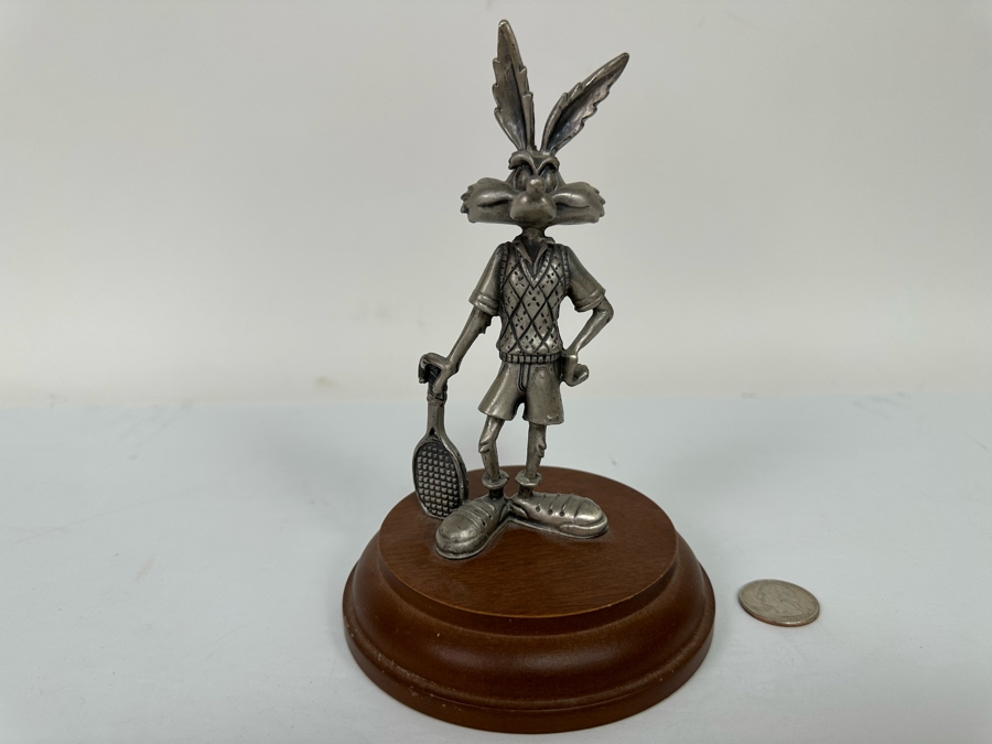 Vintage 1993 Warner Bros. Pewter Wiley Coyote Tennis Player Figurine Looney Tunes 7H [Photo 2]