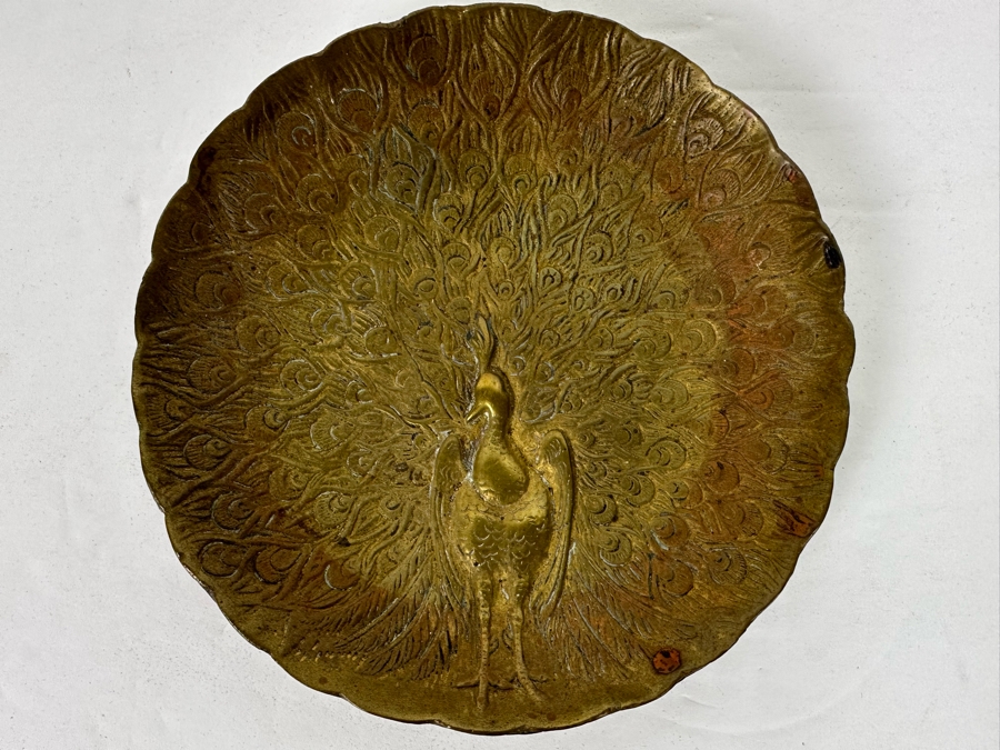 Vintage Brass Art Nouveau Style Peacock Trinket Ring Dish Made In England 5R [Photo 4]