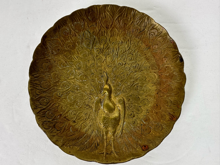Vintage Brass Art Nouveau Style Peacock Trinket Ring Dish Made In England 5R [Photo 3]