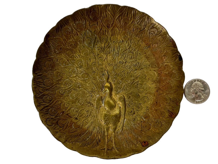 Vintage Brass Art Nouveau Style Peacock Trinket Ring Dish Made In England 5R [Photo 1]
