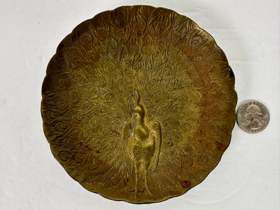 Vintage Brass Art Nouveau Style Peacock Trinket Ring Dish Made In England 5R [Photo 2]