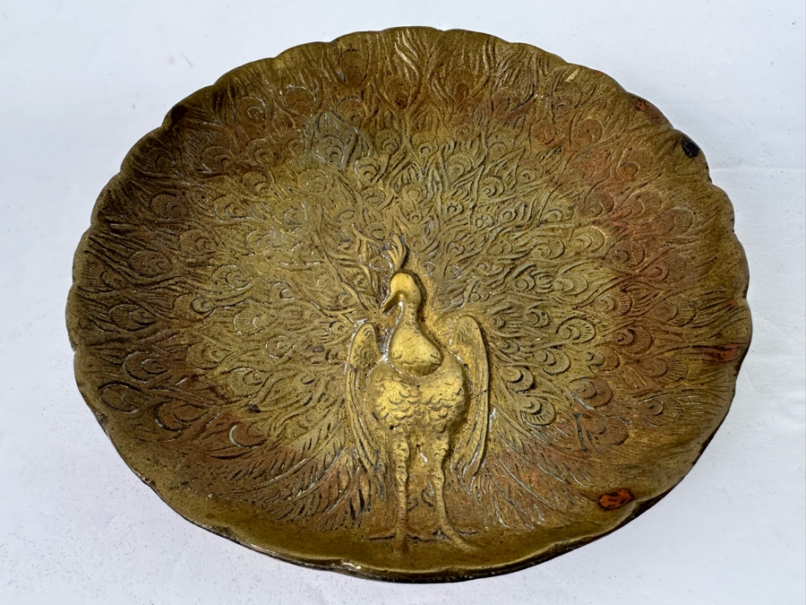 Vintage Brass Art Nouveau Style Peacock Trinket Ring Dish Made In England 5R [Photo 6]