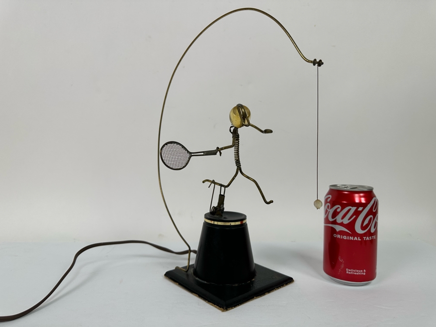 Gordon Bradt (1924-2022, American) Signed Working Mechanical Electrical Automaton Kinetic Sculpture Swinging Racket Tennis Player Kinetico Studios 7W X 13H - Will Post Video [Photo 7]